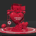 Red Heart Shaped Inflatable Model with LOVE Letters and Decorative Elements for Events 3d model