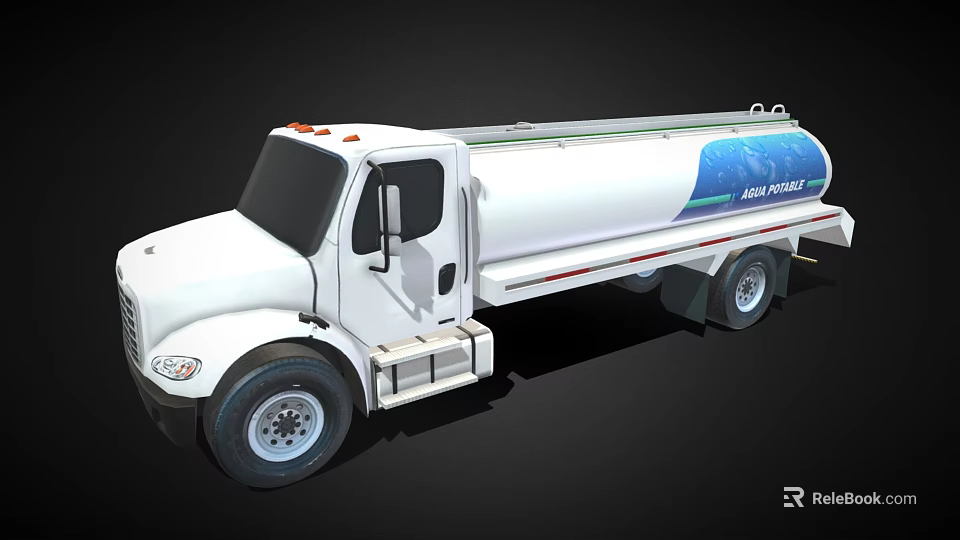 White Fuel Tanker Truck With Alan Power Logo For Energy Transportation 3d model 