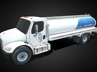 White Fuel Tanker Truck With Alan Power Logo For Energy Transportation 3d model
