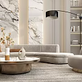 Elegant Dining Living Room Interior With Marble Counter Wine Rack And Gold Accent Chairs