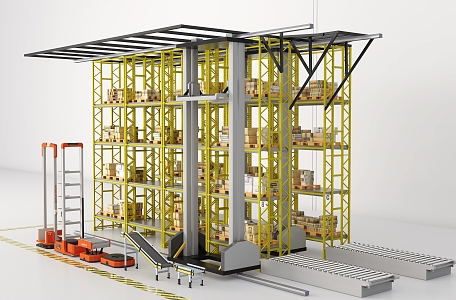 Shelf intelligent three-dimensional storage box robot automated storage 3d model