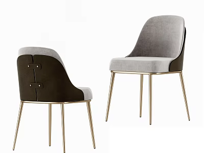 Modern Leisure Chairs Featuring Two Tone Gray Upholstery And Golden Metal Legs 3d model