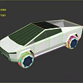 3D Model Car Featuring Polygonal Design Silver Body Green Top And Black Wheels
