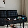 Sleek Modern Glass Top Side Table Beside Black Leather Sofa For Stylish Living Room Decor