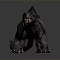 Ferocious Dark Fantasy Monster With Sharp Fangs Claws Red Eyes And Spiked Back