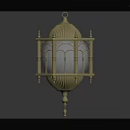 Classic Golden Domed Top Chandelier With Arched Framework And Glass Panels