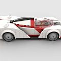 Red And White Building Blocks Sports Car Design With Detailed Structure