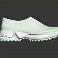 Modern Mesh Sneakers in White and Light Green with Thick Wavy Sole and Breathable Upper