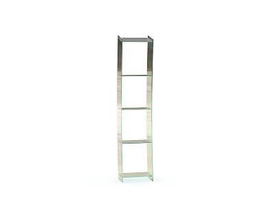 Modern Vertical Display Shelf With Metal Frame And Transparent Glass Storage Tiers 3d model