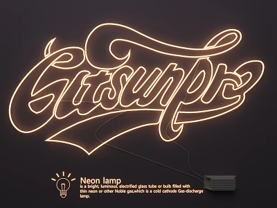 Custom Neon Lighting Combination with Gitsunpre Script Design and Decorative Wall Sign 3d model