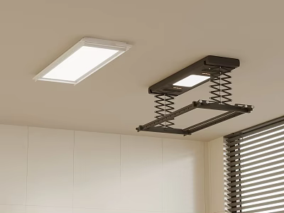 Ceiling Lighting And Lifting Device In Interior With Blinds 3d model