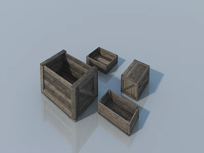Wooden Swing Door 3D Models in Various Sizes with Gray Background and Reflection 3d model