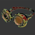 Vintage Steampunk Goggles With Red Strap Gold Accents And Copper Lenses