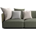 Cozy Green Three Seater Sofa With Multiple Cushions In Various Soft Tones