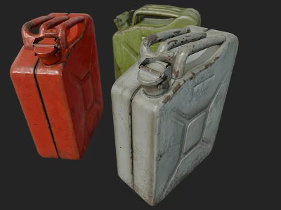 Industrial Equipment Metal Jerry Cans in Red Green White Storage Containers 3d model