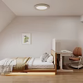 Cozy Modern Kids Room With Bed Desk Chair Bookshelf And Skylight