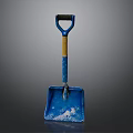 Blue Metal Shovel With Orange Handle And Glossy Head Design