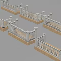 Elegant White Railings With Architectural Base And Baluster Design Elements 3d model