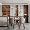 Modern Restaurant Interior With Dining Table Chairs Pendant Lights And Decorative Plants