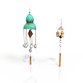 Household Decorative Wind Chimes With Green Top Diamond Pendant And Metal Bells