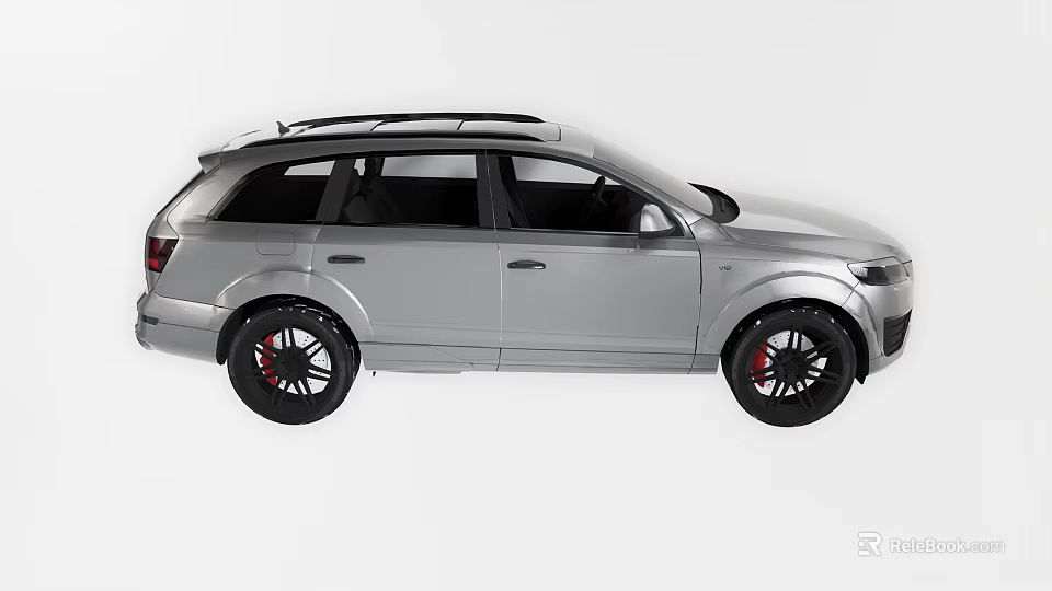 Silver SUV Car With Roof Rack Red Accent Wheels And Modern Exterior Design 3d model 