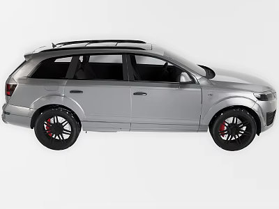 Silver SUV Car With Roof Rack Red Accent Wheels And Modern Exterior Design 3d model
