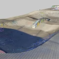 Outdoor Skate Park With Concrete Ramps And Graffiti For Sports Fitness Activities
