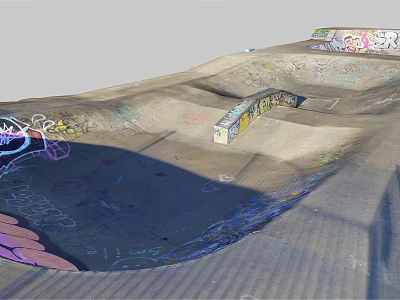Outdoor Skate Park With Concrete Ramps And Graffiti For Sports Fitness Activities 3d model