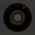 Car Tire With Rustic Metal Hub And Deep Tread Design For Vehicles