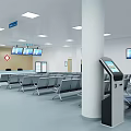 Modern Public Waiting Area With Self Service Kiosks Seating And Digital Screens