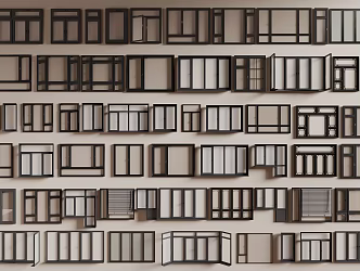 Modern casement window aluminum alloy window glass window floor-to-ceiling window combination 3d model