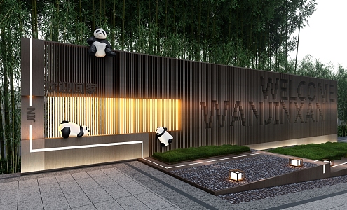 Modern landscape wall entrance landscape wall residential district landscape wall opposite landscape wall grille landscape wall hollow landscape wall waterscape landscape wall 3d model