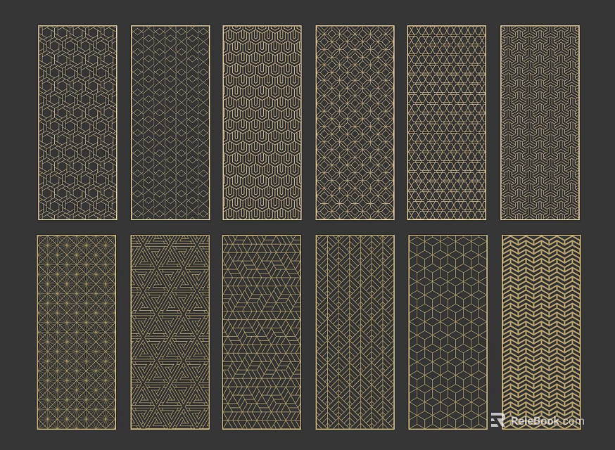 Decorative Room Divider Screens With Various Geometric Patterns And Textures 3d model