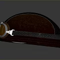 Weapon Themed Brown Leather Helmet With Silver Frame Orange Lens Goggles