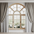 French Curtain Cream Curtain 3d model