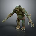 3D Green Ogre Monster Character With Muscular Limbs And Glowing Arms