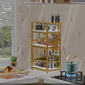 Yellow Multilayer Bathroom Cabinet Rack With Storage Shelves For Toiletries And Accessories