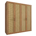 Wooden Four Door Wardrobe With Lattice Design Doors And Natural Tone Finish