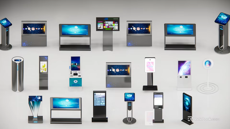 Commercial Display Equipment Various Models With Interactive Touchscreen And Digital Screens For Business 3d model 