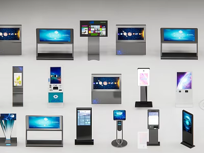 Commercial Display Equipment Various Models With Interactive Touchscreen And Digital Screens For Business 3d model