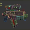 Modern Decorative Gun With Purple Gold Patterns Scope And Skull Design 3d model