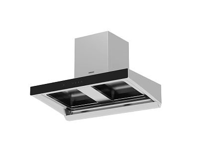 Modern Kitchen Range Hood With Stainless Steel Body And Black Glass Panel Design 3d model