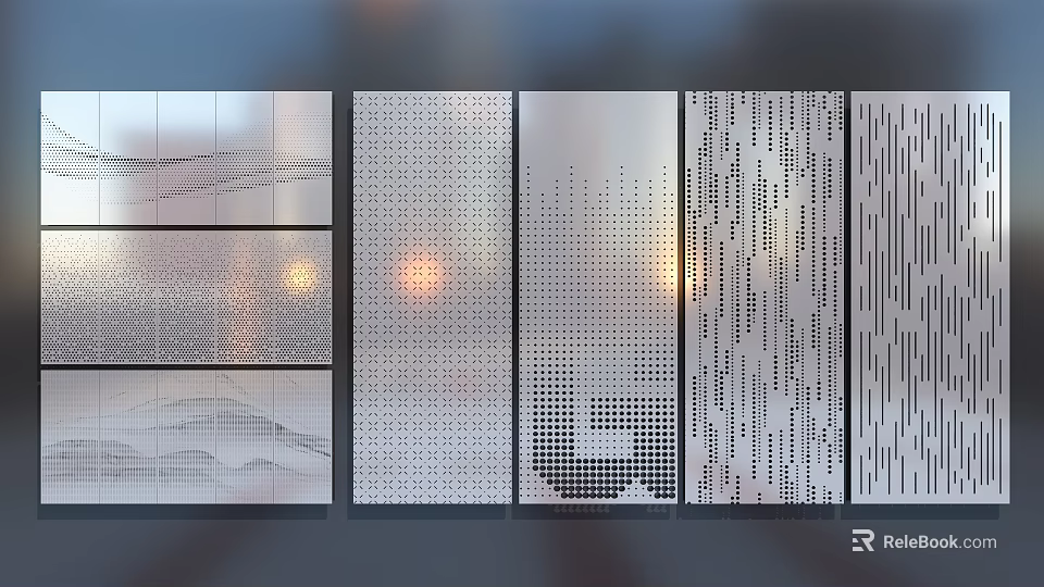 Decorative Laser Cut Panels With Various Patterns Wave Dot And Stripe Textures 3d model