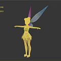 Tinker Bell Game Movie Character With Green Leaf Dress Transparent Iridescent Wings And Blonde Hair
