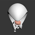 Cartoon Astronaut Character In White Egg Shaped Capsule With Gray Background