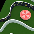 Cartoon Scene Layout With Curved Path Blue Pool And Colorful Plants
