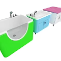 Colorful Bathtubs With Cabinet Storage In Green Blue And Pink Design