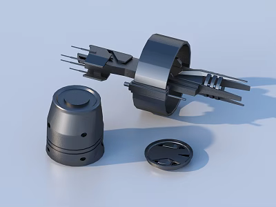 Durable Industrial Hardware Tools Featuring Cylindrical Parts Metal Prongs And Protective Cover 3d model
