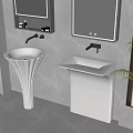 Modern Bathroom Washbasins With Pedestal And Countertop Designs Black Faucets Mirrors And Green Plants