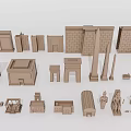 Various Ancient Tower Models With Miniature Architectural Columns And Wall Structures 3d model